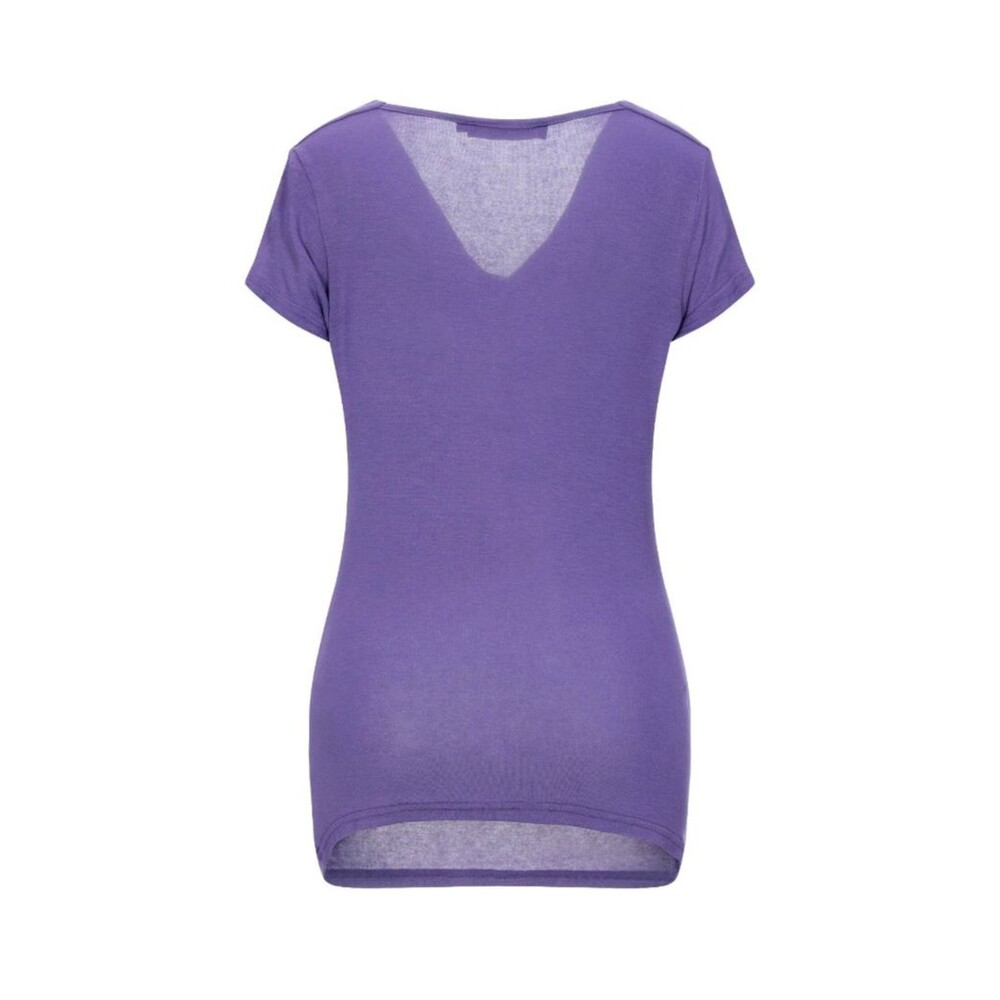 New SANDRO FERRONE Womens Purple Cowl Neck Tee-Shirt Soft Top Sz M Made in Italy - Picture 2 of 10